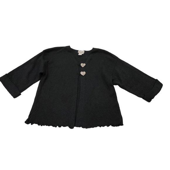 Coldwater Creek Vintage Heart Button Cardigan, USA, Cotton, Black, M/L - Picture 1 of 6